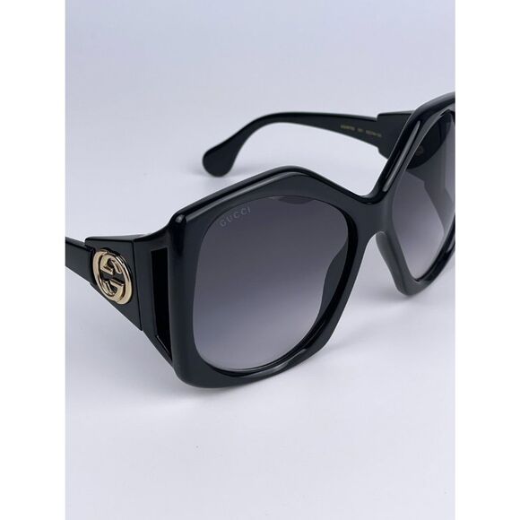 NEW Gucci GG0875S 001 Women Rectangle Oversized Black Grey Gradient Sunglasses main image 8